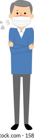 It is an illustration of an elderly man who is in poor health.