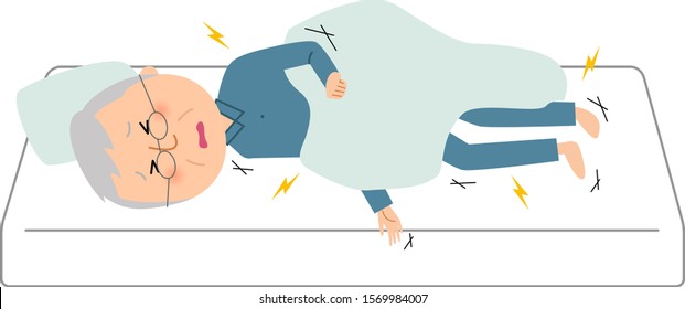 It is an illustration of an elderly man whose whole body is stiff.