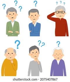 It is an illustration of elderly men who are wondering.