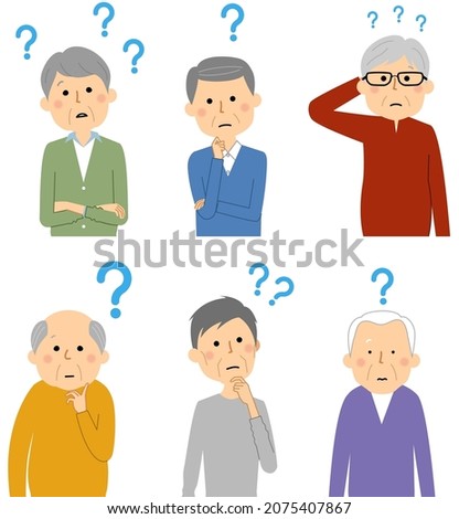 It is an illustration of elderly men who are wondering.