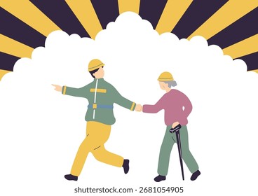 Illustration der Evakuierung älterer Menschen