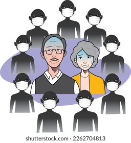 Illustration of elderly people targeted by criminals