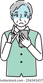 Illustration of an elderly person holding a cell phone