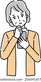 Illustration of an elderly person holding a cell phone