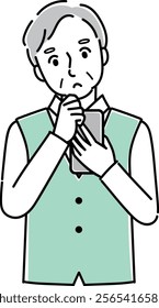 Illustration of an elderly person holding a cell phone