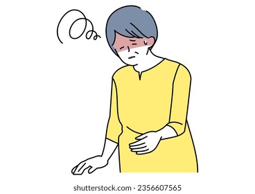 Illustration of an elderly person in poor health due to heat