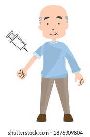 Illustration of an elderly person receiving an injection