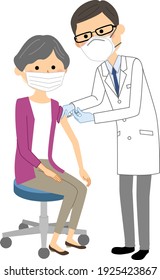 It is an illustration of an elderly person receiving vaccination.