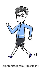 Illustration of elderly person walking