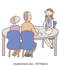 Illustration for the elderly who holds a meeting