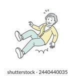 Illustration of an elderly woman falling and falling on her butt