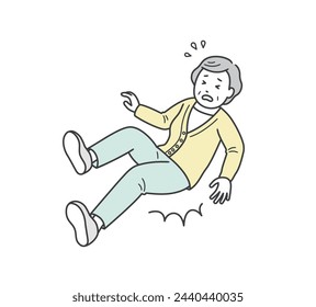 Illustration of an elderly woman falling and falling on her butt