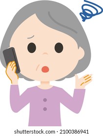 Ilustración de una anciana con problemas.