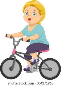 Illustration of an Elderly Woman Riding a Bicycle