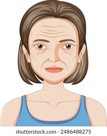 Illustration of an elderly woman with short hair