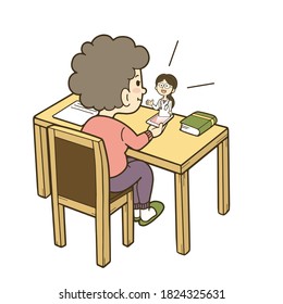 Ilustración de una anciana que usa su smartphone para recibir un examen médico remoto. Ilustración vectorial sobre fondo blanco.