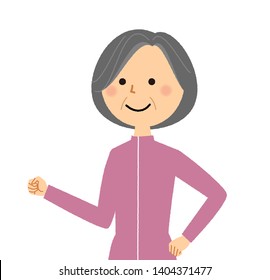 Illustration of an elderly woman walking.