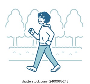 Illustration of an elderly woman walking