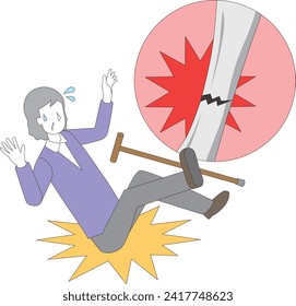 Illustration of an elderly woman who falls and breaks a bone