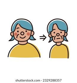 It is an illustration of an elderly woman who has lost weight.Easy-to-use vector material.