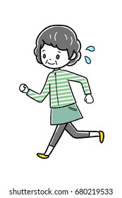Illustration of the elderly woman who runs