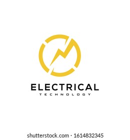 Illustration electric bolt on circle sign modern logo design