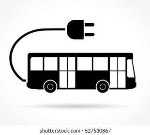 Illustration of electric bus icon on white background