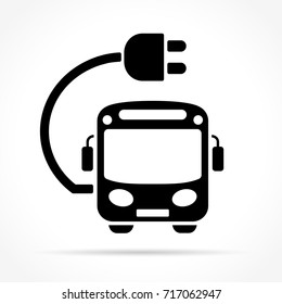 Illustration of electric bus icon on white background