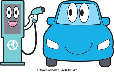 Illustration of an electric car charging station