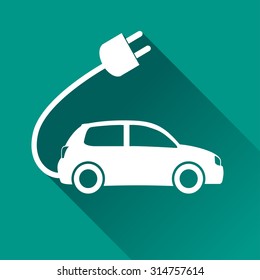 illustration of electric car flat design icon isolated