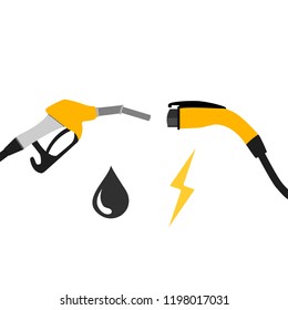 illustration of electric car and fuel fight concept