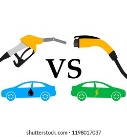 illustration of electric car and fuel fight concept