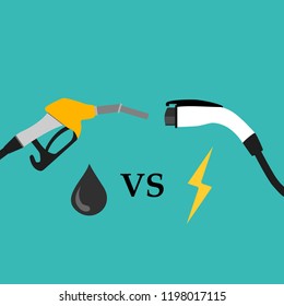 illustration of electric car and fuel fight concept