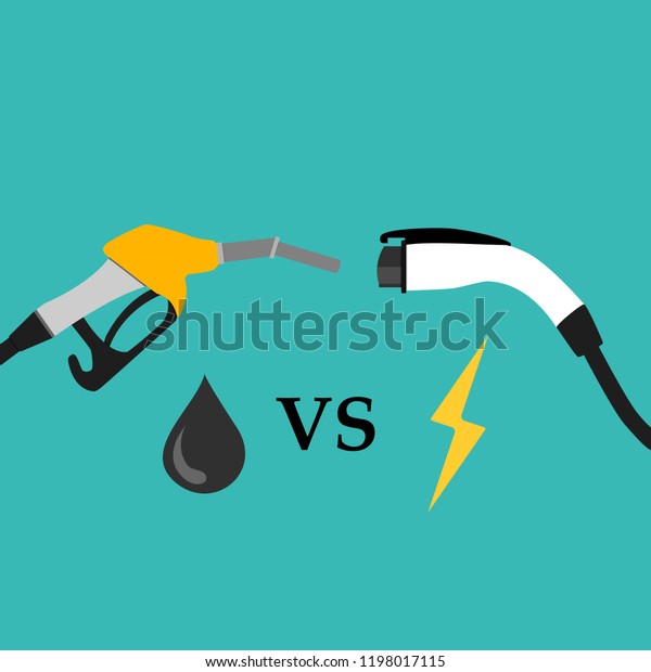 illustration of\
electric car and fuel fight\
concept