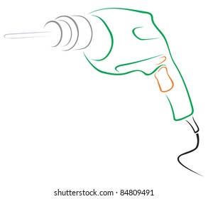 Ilustración de la perforación eléctrica aislada en blanco