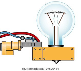 Illustration of an electric lamp on a support