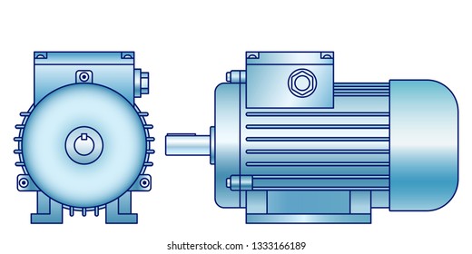 Illustration of the electric motor front and side view