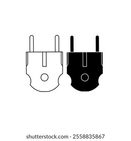 illustration of an electric plug in black and white