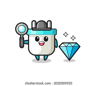 Ilustración del carácter de enchufe eléctrico con un diamante