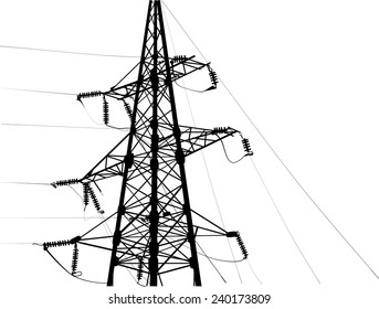 illustration with electric pylon isolated on white background