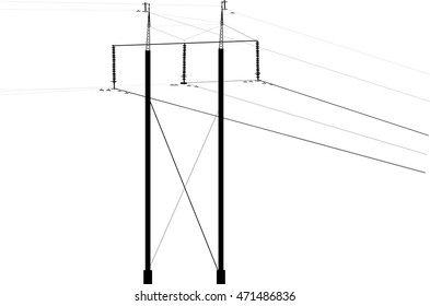 ilustración con pilón eléctrico aislado en fondo blanco