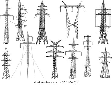 Illustration Electric Towers Collection Isolated On Stock Vector ...