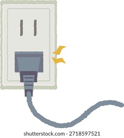 Ilustração de um cabo elétrico ligado a uma tomada, sem versão de rede