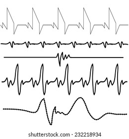  illustration with electrocardiogram set  on  white background