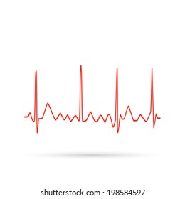 Illustration of an electrocardiogram wave isolated on a white background.