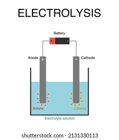 Illustration Electrolysis Diagram Cathode Anode Stock Vector (Royalty ...