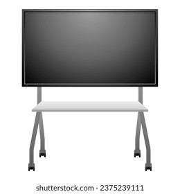 Ilustración de pizarra electrónica, gran monitor, pantalla grande, soporte para pantalla.