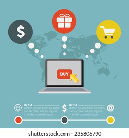 Illustration of electronic commerce concept. Flat Design Style.