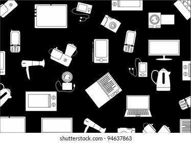 illustration with electronic devices background