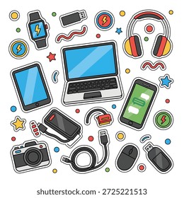 Ilustração de eletrônicos, dispositivos e dispositivos